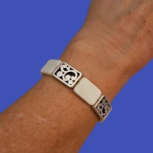 BRIGHTON Mother of Pearl Scroll Tile Bracelet